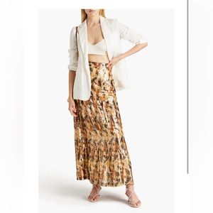 BA&SH Galina tiered printed fil coupé silk-blend midi skirt